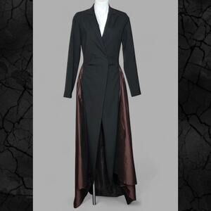 Making the Cut Black Tuxedo Gown with Brown Satin Train XS (Runs Large)